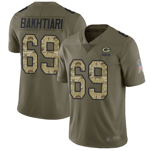 Green Bay Packers Limited Olive Camo Men #69 Bakhtiari David Jersey Nike NFL 2017 Salute to Service